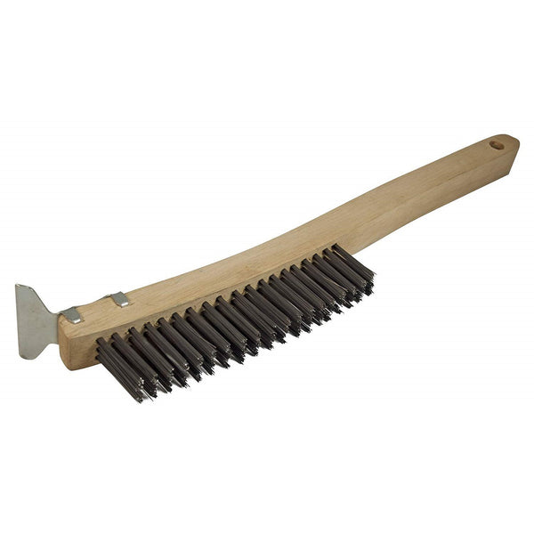 Wire Brush with Metal Scraper - 19 Rows (PK 8 Brushes) - Carbour Tools