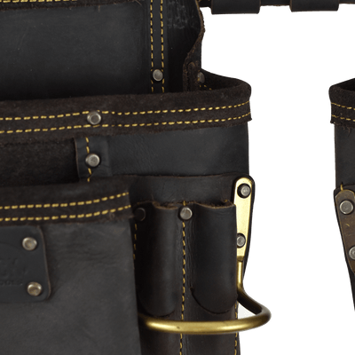 OX Tools Oil Tanned Leather Framing Rig with Padded Suspenders Leather Carpenter Tool Belt with Suspenders and Tool Pouches, Dual Hammer Holsters OX - P263609 - Carbour Tools