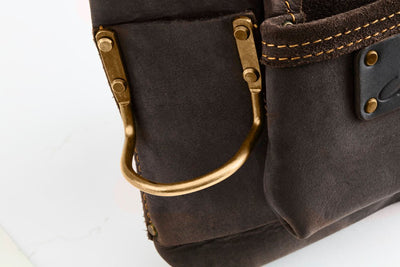 OX Tools Oil Tanned Leather Tool Pouch - 4 Pocket Dual Hammer Holder Pouch - Work Belt Compatible Tool Bag - Heavy Duty Top Grain Leather Tool Bag for Carpenters - Double Stitched Tool Bag OX - P263701D - Carbour Tools