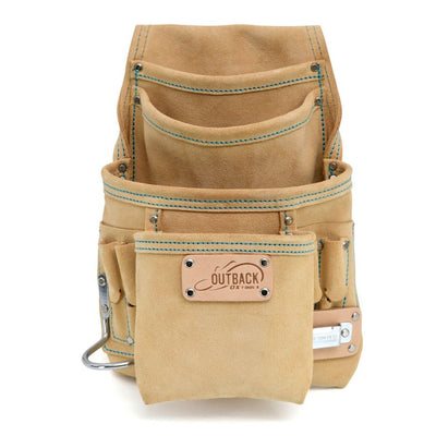 OX Tools OX - T264010 Suede Leather Product Range, Heavy Duty, 10 - Pocket Fastener Pouch, Reinforced Rivets - Carbour Tools