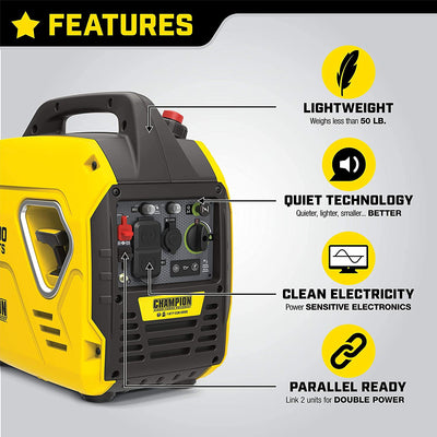 Champion’s Power Equipment 100692 2000-Watt Portable Inverter Generator, Ultralight - Carbour Tools