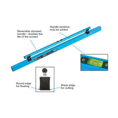 Concrete Screed/Darby with Leveling Vial - 48 to 96 Inch - Ox Tools - Carbour Tools