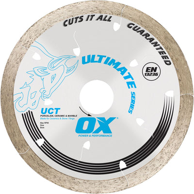 Diamond Tile Saw Blade - Continuous Rim - Cuts All Tiles - UCT - Ox Tools Ultimate Series - Carbour Tools