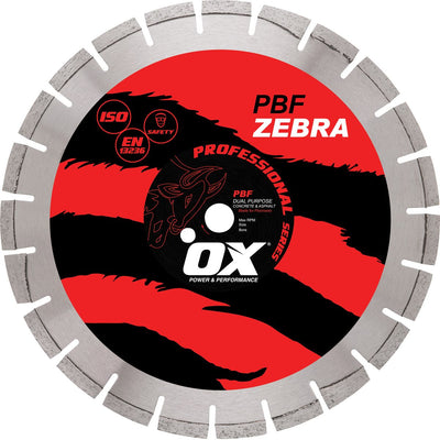Diamond Walk-Behind Saw Blade - Abrasive/General Purpose Cutting - PBF Zebra - Ox Tools Pro Series - Carbour Tools
