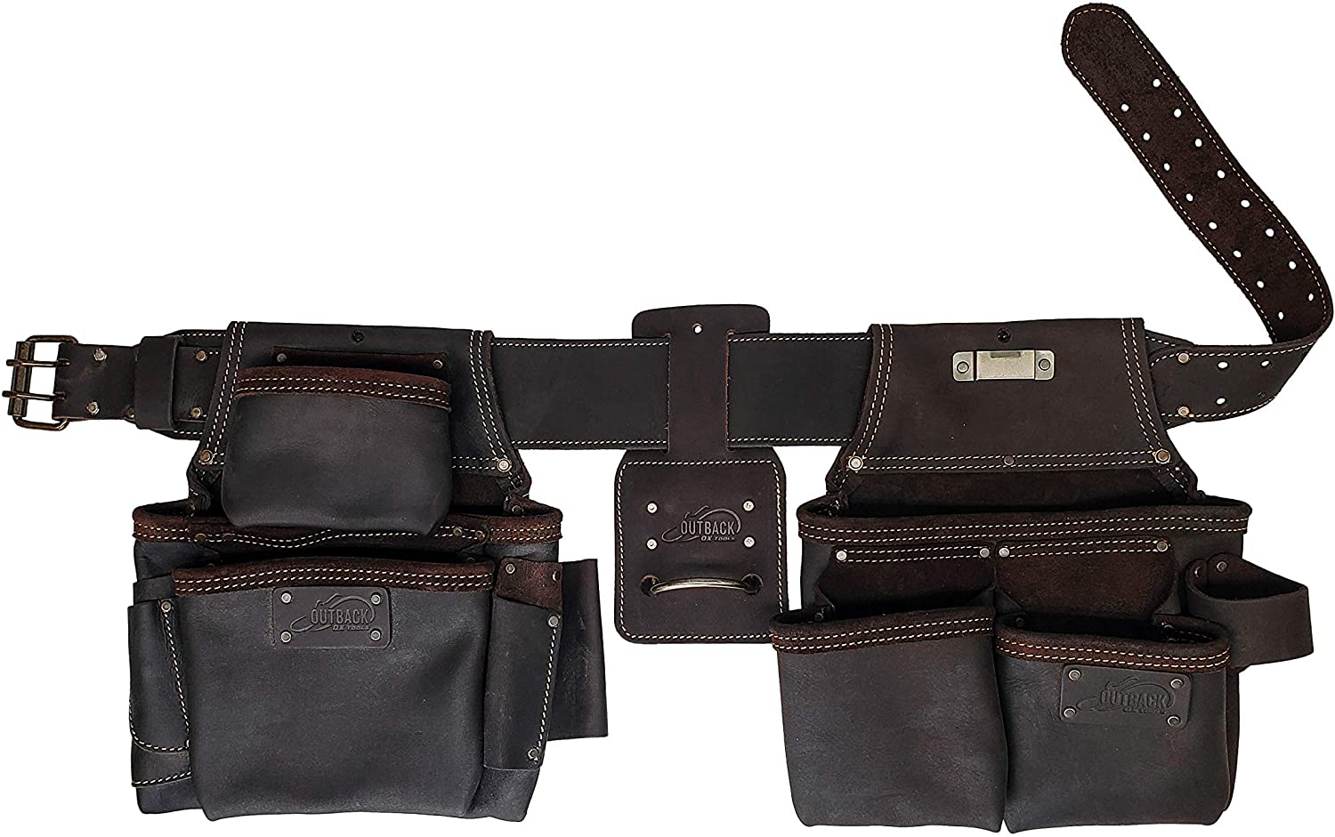Four Piece Framing Construction Rig, Leather Tool Belt  Pouches Ox  Carbour Tools
