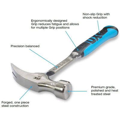 Hammer - Straight Claw Rip in 20 Ounce - Ox Tools - Carbour Tools