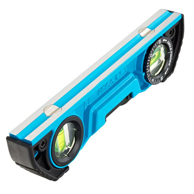 Magnetic V-Grooved Level - 10 Inch (250 mm) Aluminum w/ Rubber Shock Caps - Ox Tools Torpedo Levels - Carbour Tools