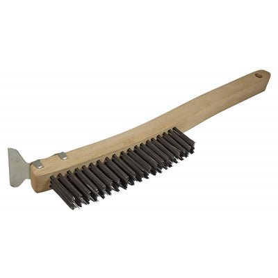 Wire Brush with Metal Scraper - 19 Rows - Ox Tools - (PK 8 Brushes) - Carbour Tools